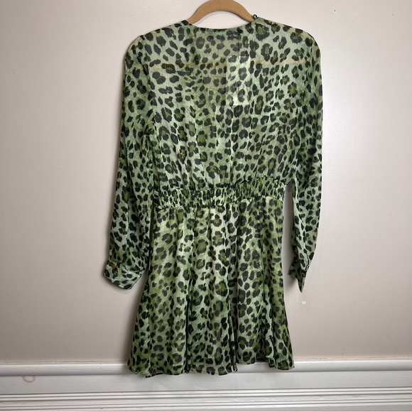 Zara Olive/Black Animal Print Long Sleeve Dress NWT Size Small - Picture 4 of 7